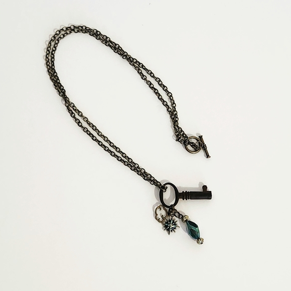 Bronze Antique Key Charm Necklace, Authentic Key, - Picture 4 of 5